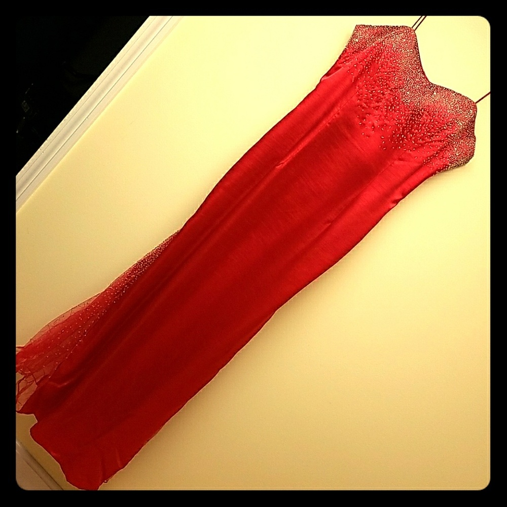 Beautiful satin red with sequin dress